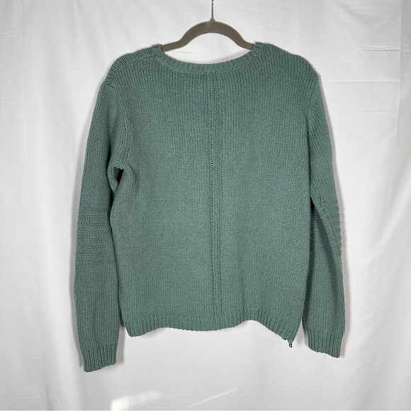 Roxy Cable Knit Sweater Cotton Wool Blend Sage Green Cozy Coastal Grandmacore M - Picture 9 of 13
